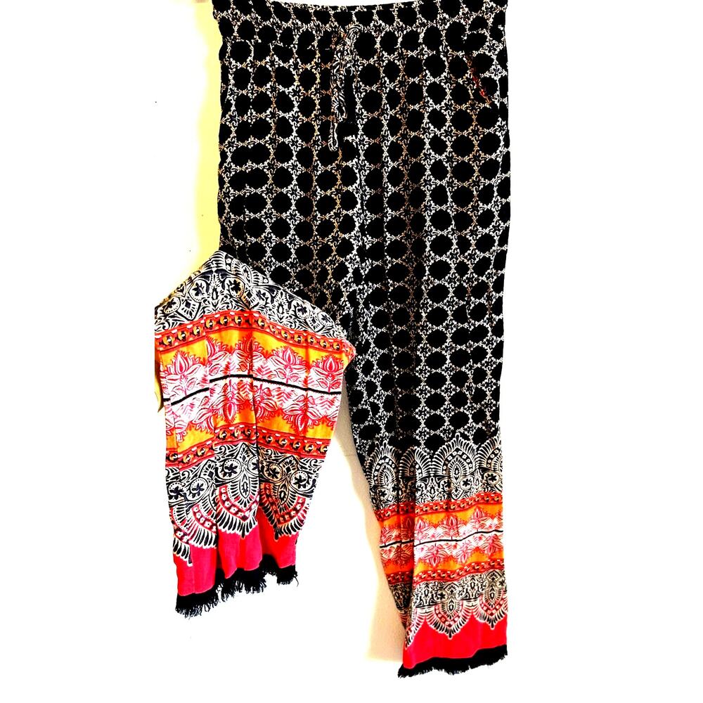Angie Boho Pants Med Fringe Gypsy Whimsy Tribal Ethnic Unique Festival Retro